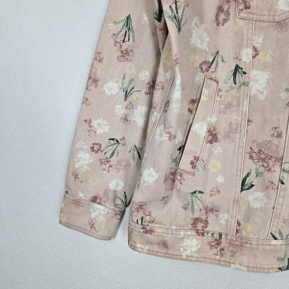 Lane Bryant Denim Jacket Sz 16 Pink Floral 100% Cotton Pockets Boho Cottagecore - Picture 4 of 15